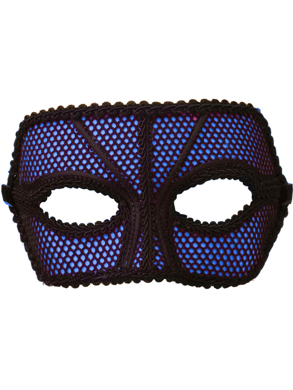 Deluxe Retro 80s Neon Black and Blue Fishnet Costume Venetian Eye Mask